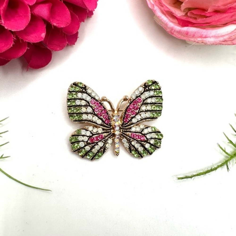 NEW⚜️Butterfly Opalescent Crystal Embellished Brooch